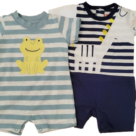Infant Boy's One Piece Short Suit Set of 2 Size 0-3 Months - Picture 1 of 8